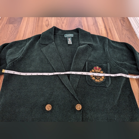 Women's vintage crested Chenille blazer size small in green - Picture 4 of 10